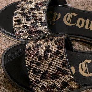 Bling bling!! Juicy slide sandals. Animal print but full of bling.